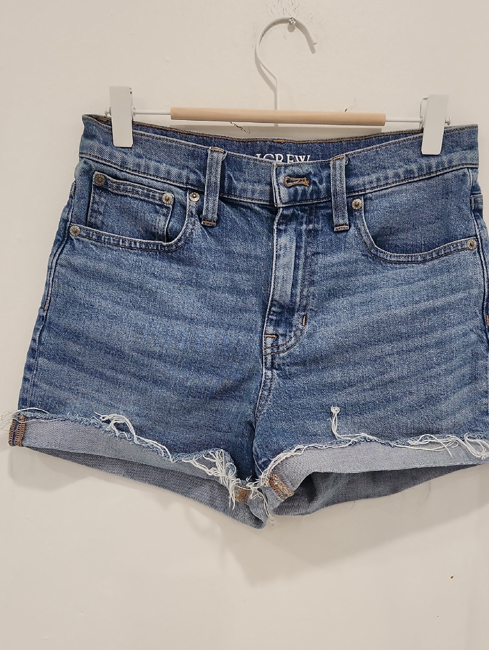 J. Crew Rolled Hem Distressed Denim Shorts - Blue
